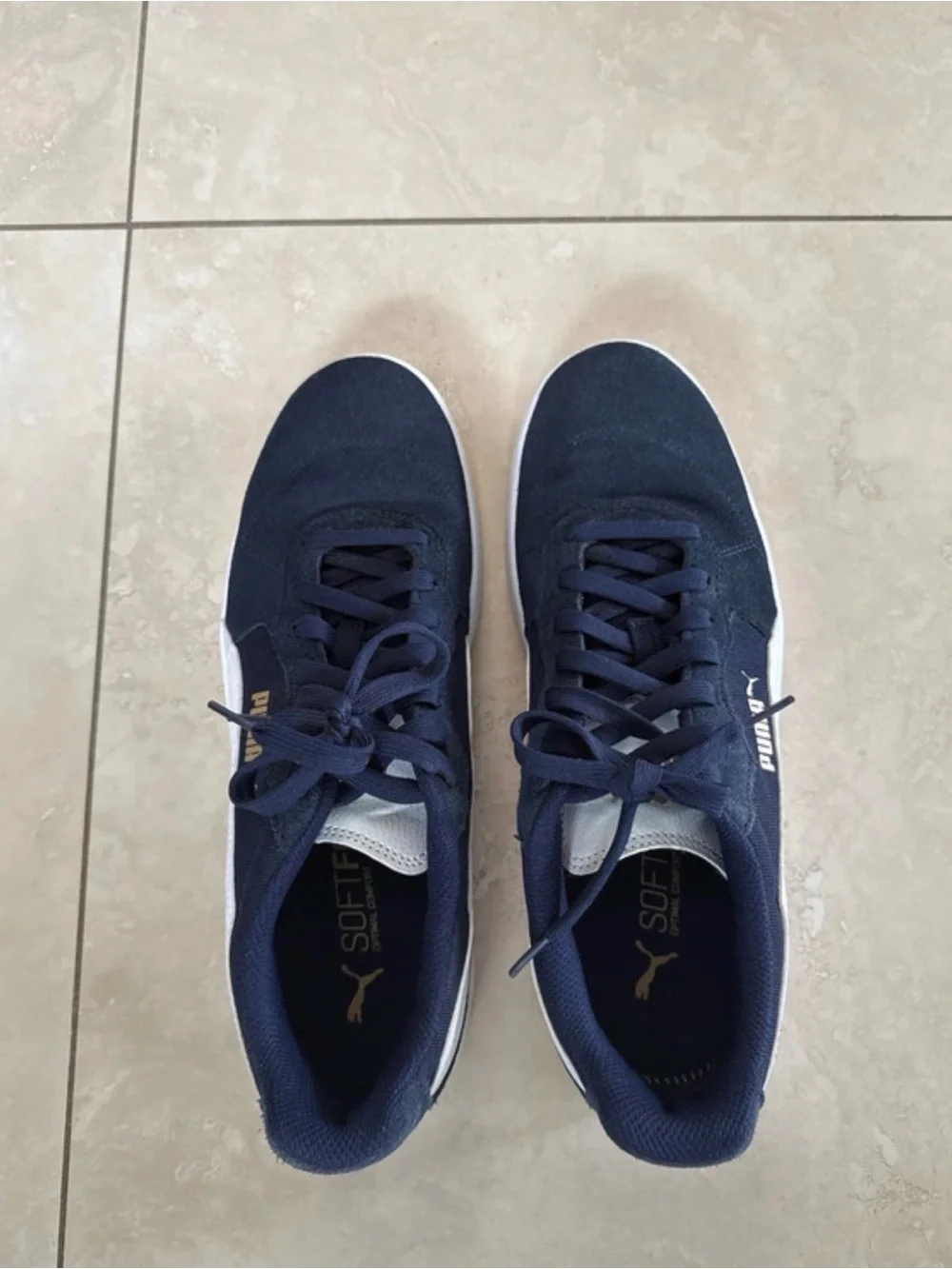 PUMA Men's Astro Play Navy Men’s Low-Top Sneakers with White Formstrip